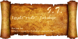 Igyártó Talabor névjegykártya